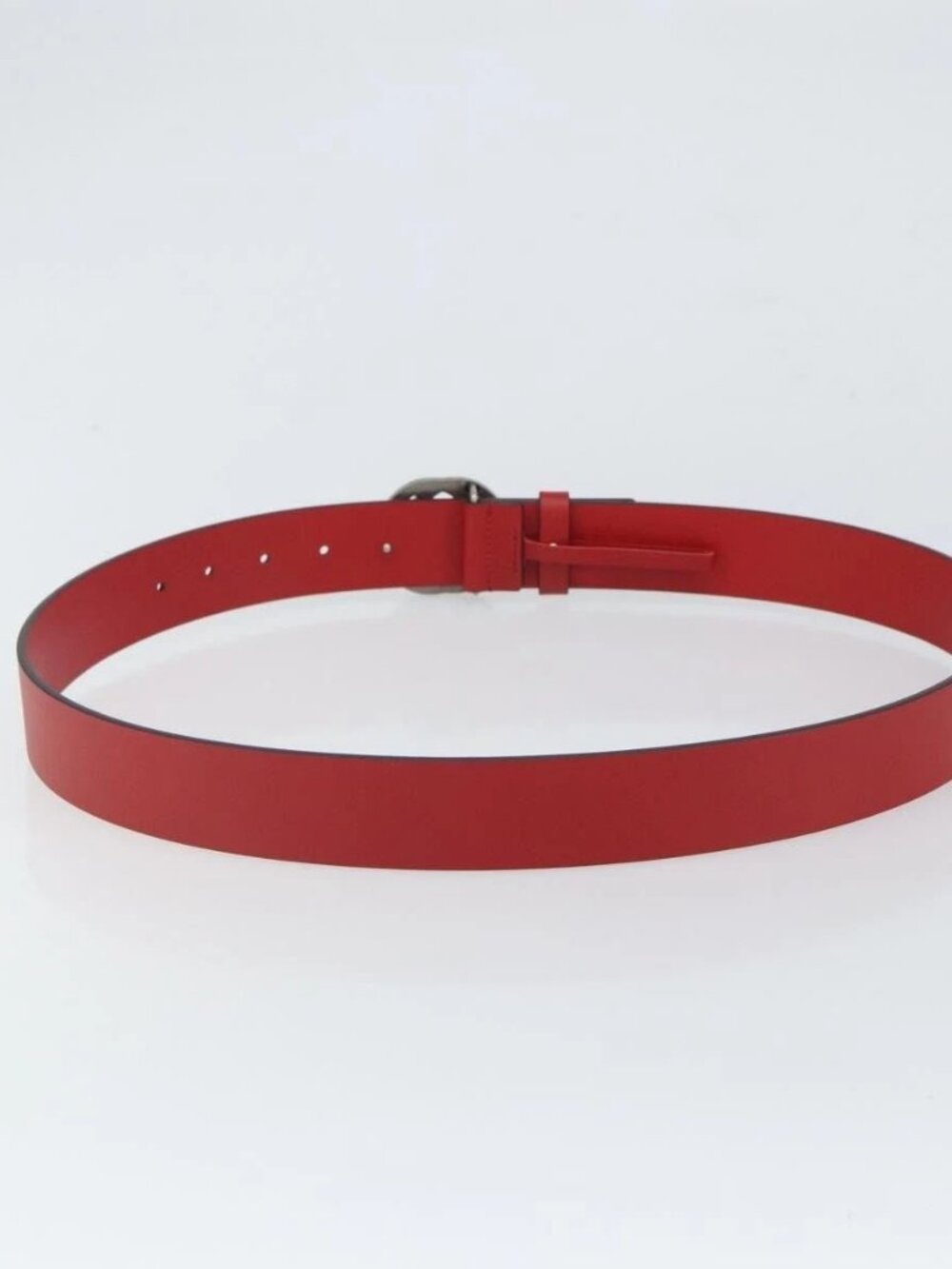 GUCCI Interlocking G Belt Leather 42.9" Red Silver - Picture 2 of 11